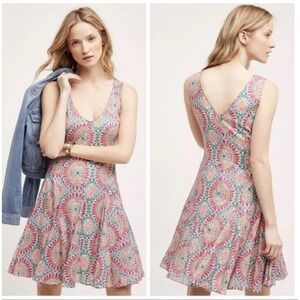 Anthropologie HD in Paris Women's South Island Printed Cotton Dress Size 12 $130